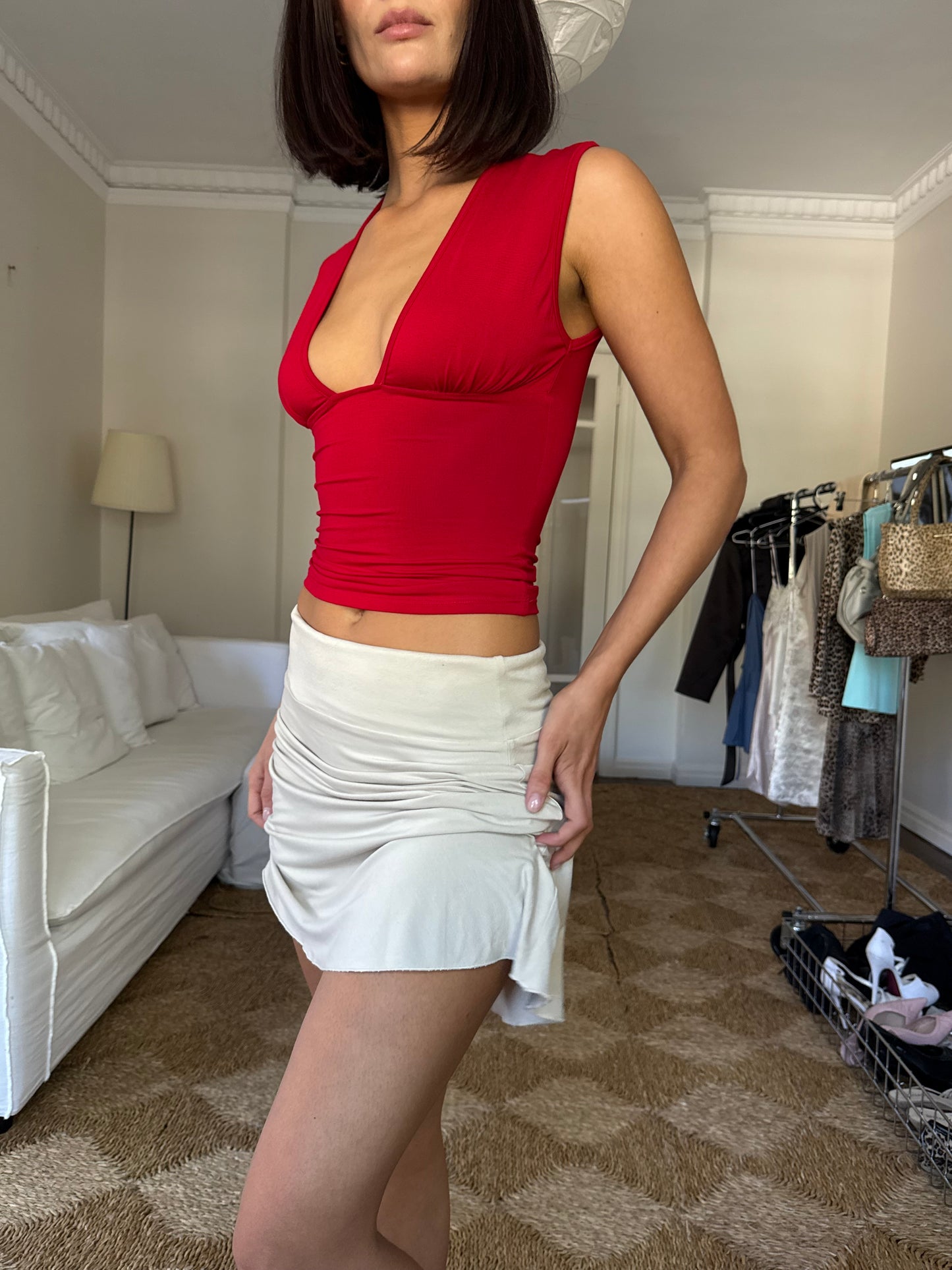 V Cut Top - Cherry